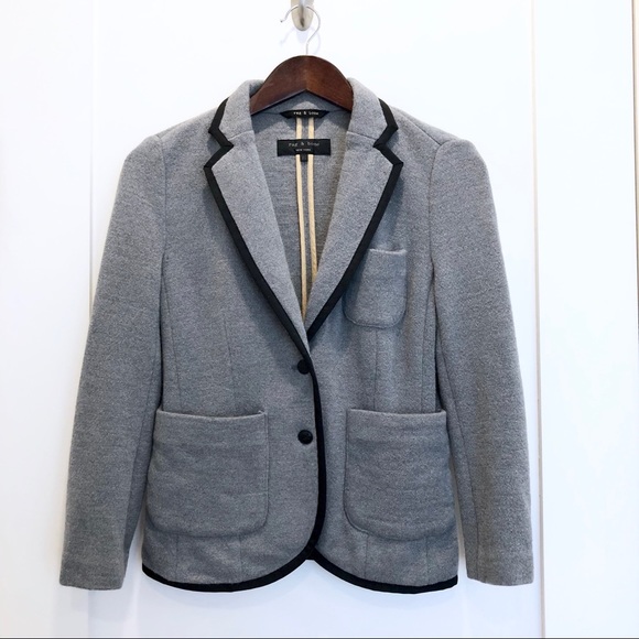 Rag & Bone Gray & Black Trim Sweater Blazer XS - Picture 5 of 8